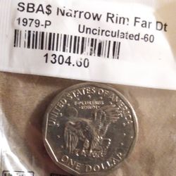 New Vintage 1979 Narrow Rim Susan B Anthony Dollar Coin Uncirculated-60 See By The Sealed Package!