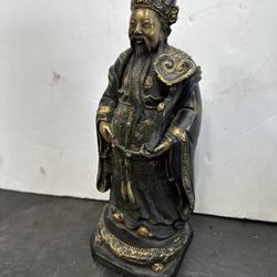 Vintage Chinese Bronze Sanxing Divine Immortal Sculpture Bronze Ruyi Scepter 