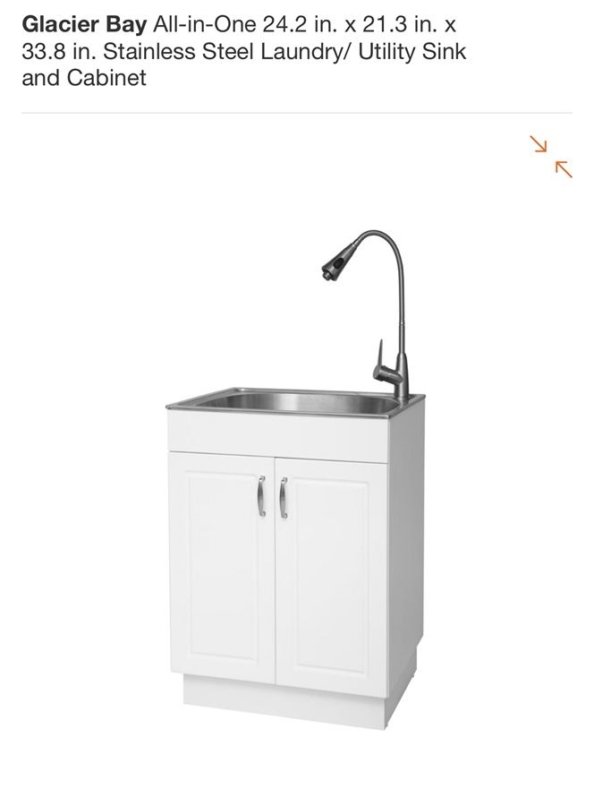 Glacier Bay All-in-one Stainless Steel laundry/utility sink and cabinet