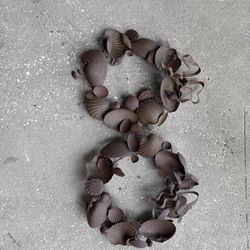 Vintage 1980’s Vintage Brass Dresden Petite Seashell Wreath. Set of 2