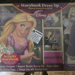 Disney's  RAPUNZEL'S Storybook Magnetic Wooden Dress-Up Disney Princess Doll 50 Pieces NEW