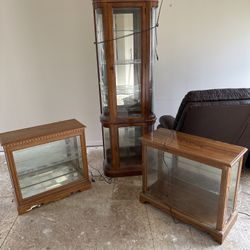 (2) Smaller Curio Cabinets  Ready To Go