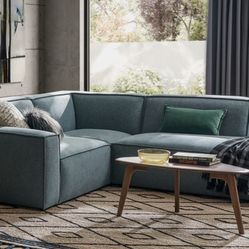 Castlery Jonathan Sectional Sofa - Right Facing Chaise in Zenith Blue, Like New