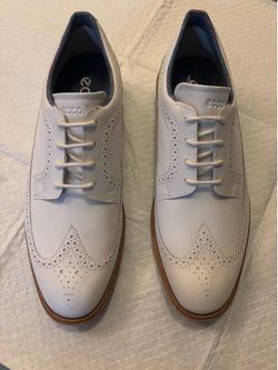 ECCO Golf Shoes – White Leather Wingtip Style – Great Condition