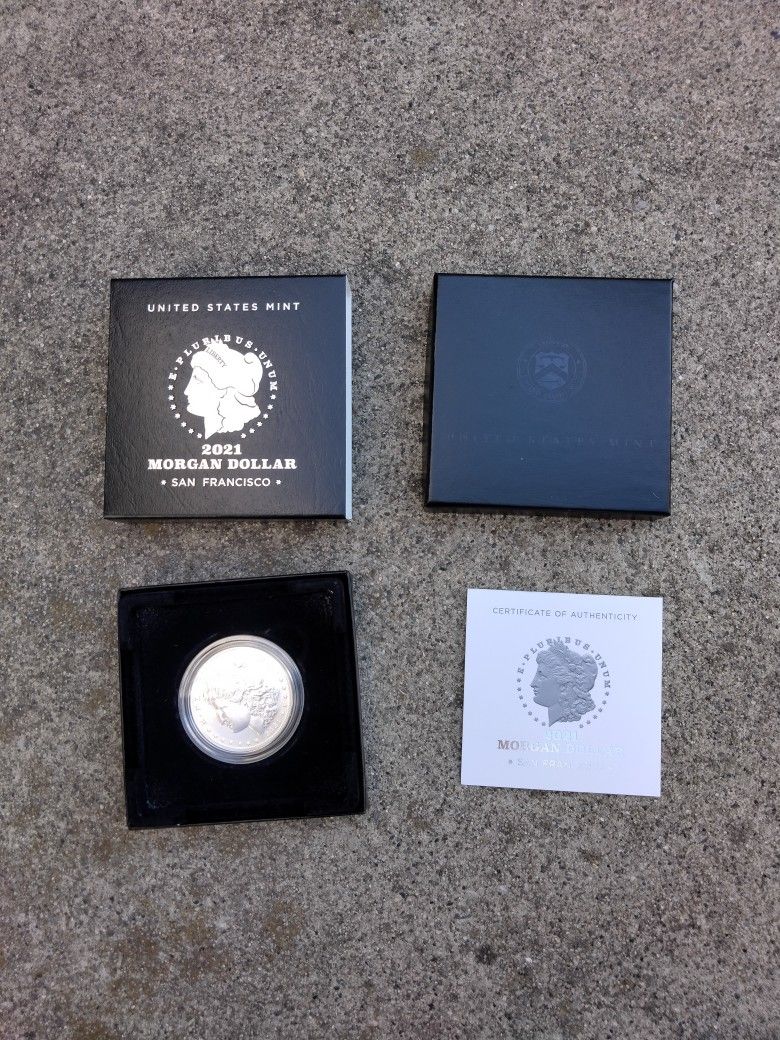 2021 Morgan Silver Dollar with San Francisco (S) Mint Mark 21XF Uncirculated COA
