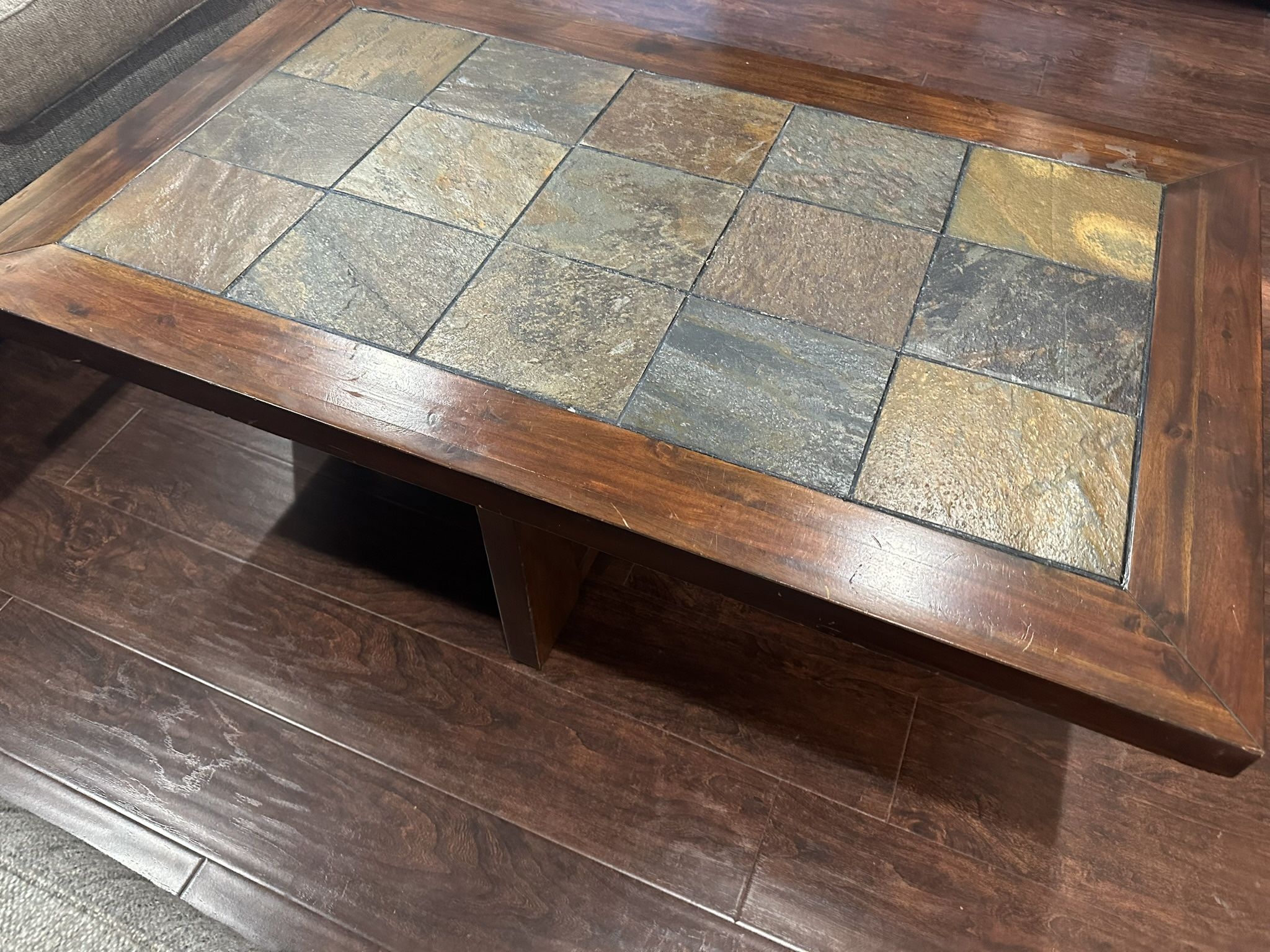 Solid Wood & Tile Coffee Table – Heavy Duty
