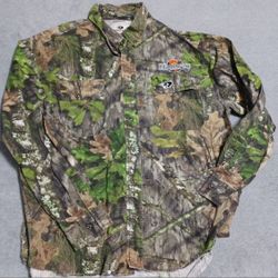 Men's Size Large Mossy Oak Coat Jacket Camo Full Button Hunting 