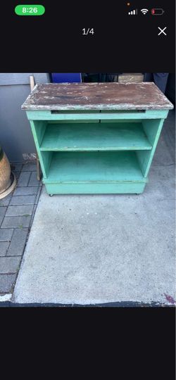 Vintage Wood Shelving Unit on Casters