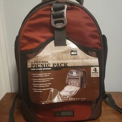 NEW Rare Brown REI Co-op Picnic Backpack - 4 Person 18 x 12 x 8.5