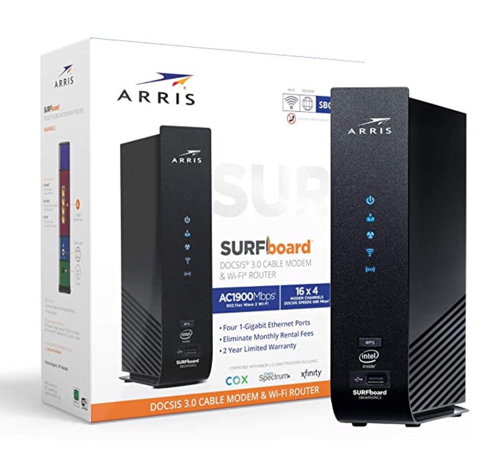 Arris SURFboard (16x4) Docsis 3.0 Cable Modem Plus AC1900 Dual Band Wi-Fi Router