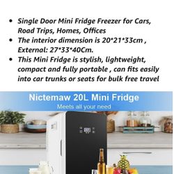 Nictemaw Mini Fridge, 20L Mini Refrigerator Large Capacity Compact Cooler and Warmer with Temperature Control Single Door 