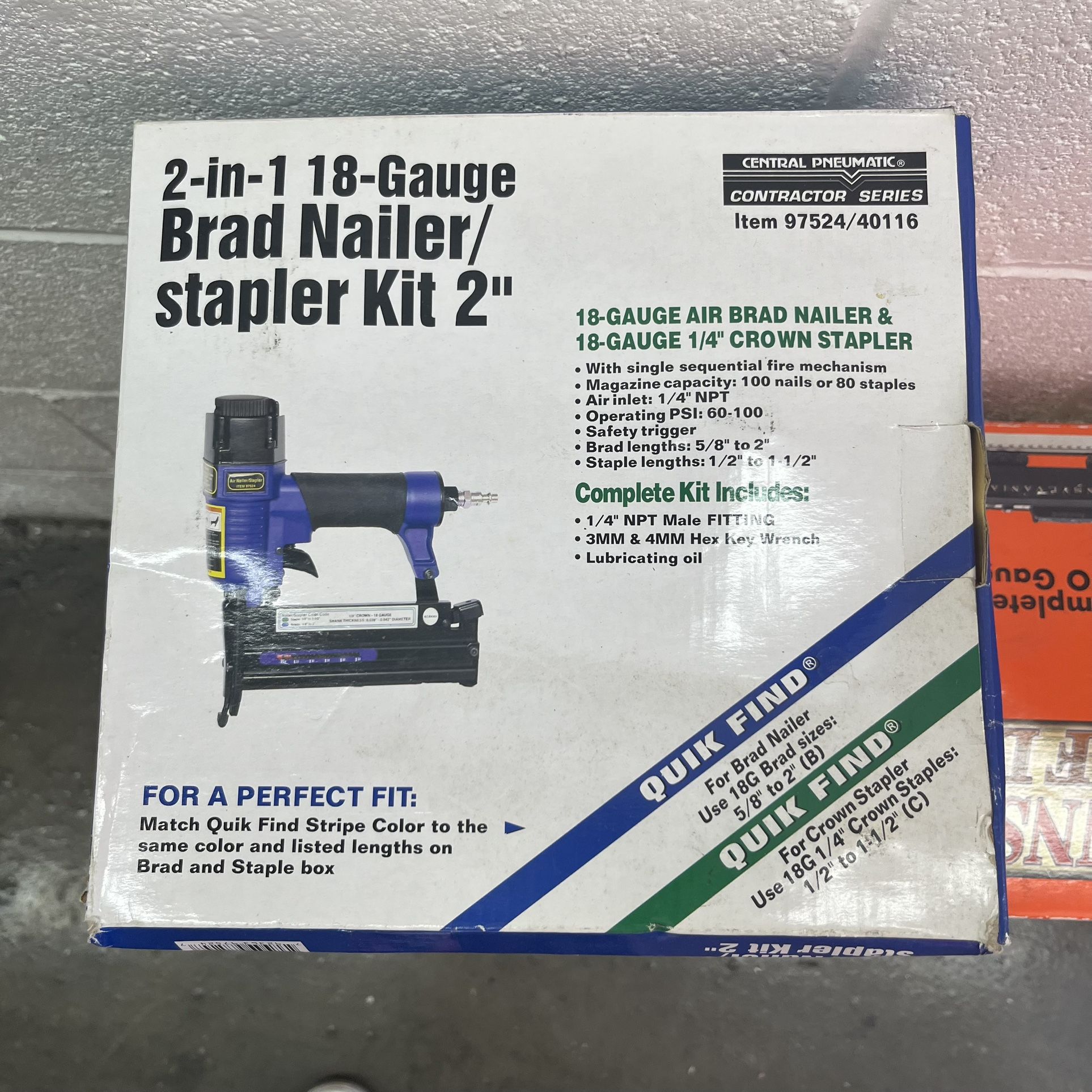 2-in-1 18-Gauge Brad Nailer/ stapler Kit 2"