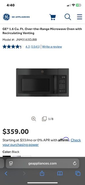 Microwave Over The Range New In The Box