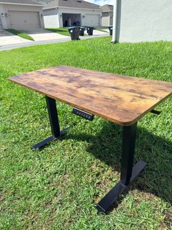 Rustic-Top Office Desk with Black Steel Legs
