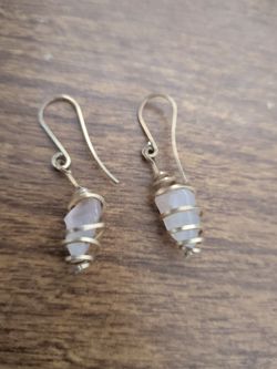 Hand wire wrapped crystal earrings