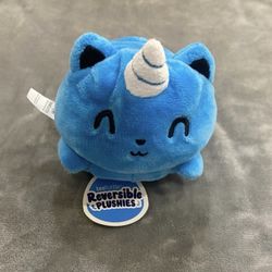 Teeturtle Blue Unicorn Kitty Plushies Happy to Angry NWT