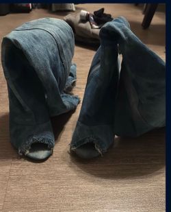 Denim boots