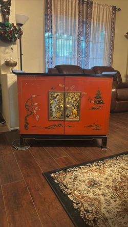 Vintage 1960s Asian Modern Chinoiserie Cabinet