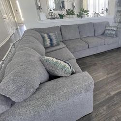 Large Grey Sectional Sofa Couch 