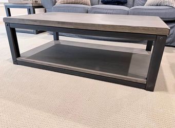 Industrial Grey Weathered Coffee Table and Two End Table Set