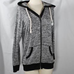 Heather Grey Casual Zip-Up Jacket with Hood & Pockets - Juniors XL