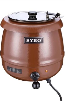 SYBO SB-6000-1B Commercial Grade Soup Warmer Kettle with Hinged Lid and Detachable Stainless Steel Insert Pot for Restaurant Parties Buffet, 10.5 Quar