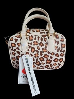 Blush Kiss Leopard Print Bowling Bag W/ Detachable Crossbody Strap