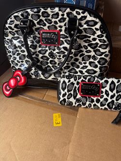 Hello Kitty cheetah print purse + wallet set
