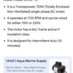 AQUA MARINE Electric MOTOR $300