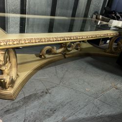 Ornate Glass Top Coffee Table