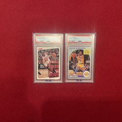 michael jordan & magic johnson psa slabs 