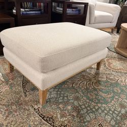 Newport White Fabric Wood Rectangle Ottoman