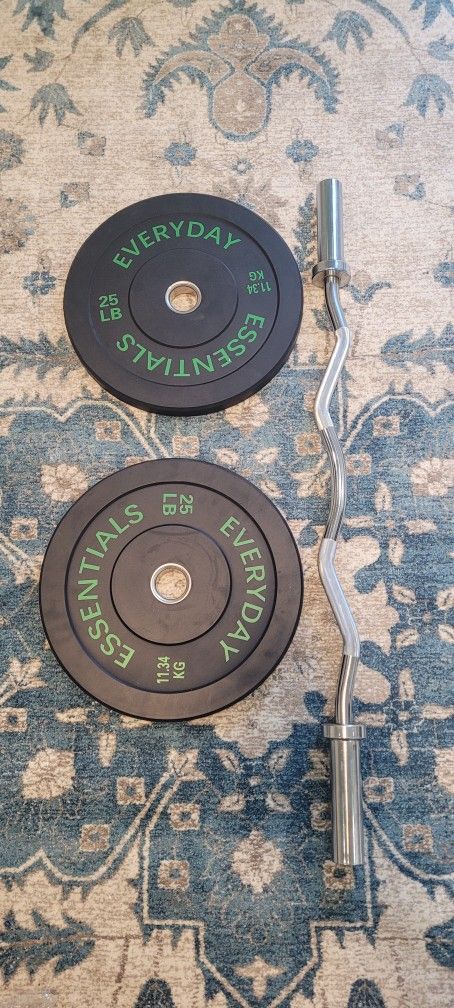 Curl Bar And Weights 