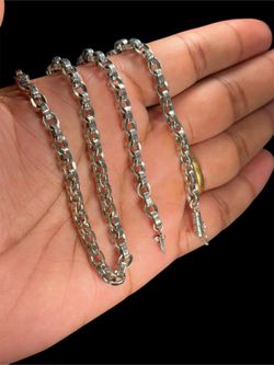 925 Sterling Silver Chain with Sikh Prayer - 24 Inch, 45 Gram, 6mm