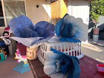 Large Blue Tissue Paper Flower Decorations