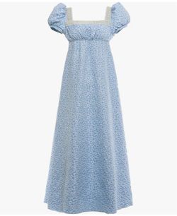 Regency Empire Waist Gown Dress - Blue (M)