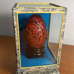 Franklin Mint Cinnabar Carved Wooden Egg