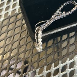 One Carat Natural Diamonds Tennis Bracelet On Platinum Overlay