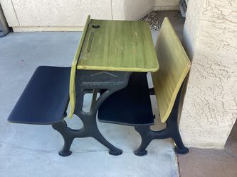 Vintage Wood School Desk And Seat