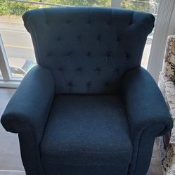 Blue Tufted Arm Chair 