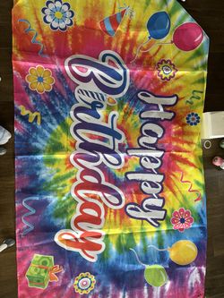 Tie die birthday backdrop 4x3 feet