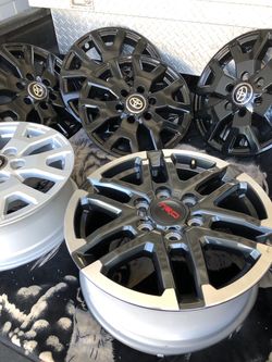 Single 18” Tacoma Trd Sport wheels. $125 ea set of new 4. $399. 17” Tacoma Sr-5 $50 Ea. $150 set of 4. All 2026 take offs.