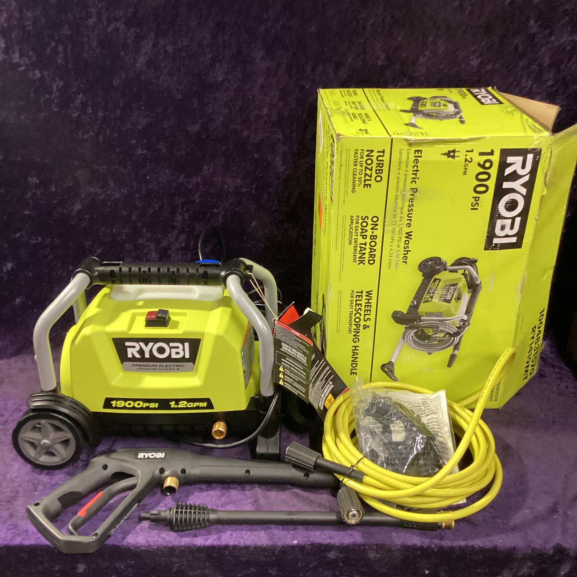 🧰🛠RYOBI 1900PSI/1.2GPM Cold Water Wheeled Corded Electric Pressure Washer-LIGHTLY USED!-$110!🧰ðŸ›