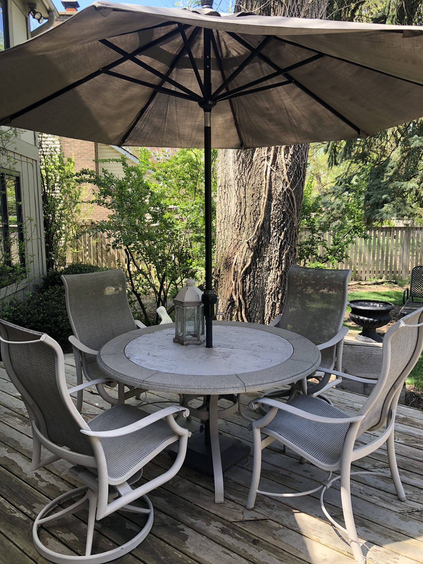 Patio Furniture Set with Umbrella and Stand