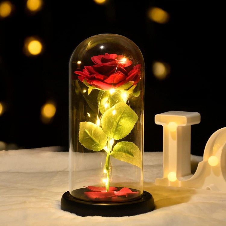 New Valentines Day Gifts for Her,Valentines Rose Gifts for Girlfriend Wife,Colorful Rainbow Light Up Rose Flower with LED,Valentines Gifts for Women M