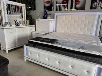 White Led 5 Pc Bedroom Set With Led Lights Huge Special Only $1499