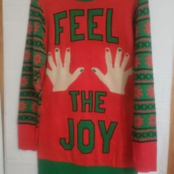 Feel The Joy Womens Ugly Christmas Sweater Dress Groping Hands Size M #followme