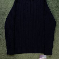 Vintage IZOD cable knit navy  quarter zip