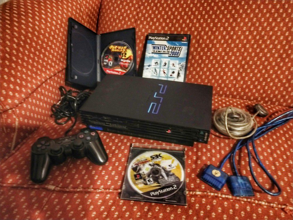 Fat Sony PlayStation 2 PS2 Console with Controller and Games