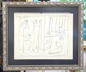 Authentic Cundo Bermudez Original Pencil Drawing 11 X 13.75 Inches 